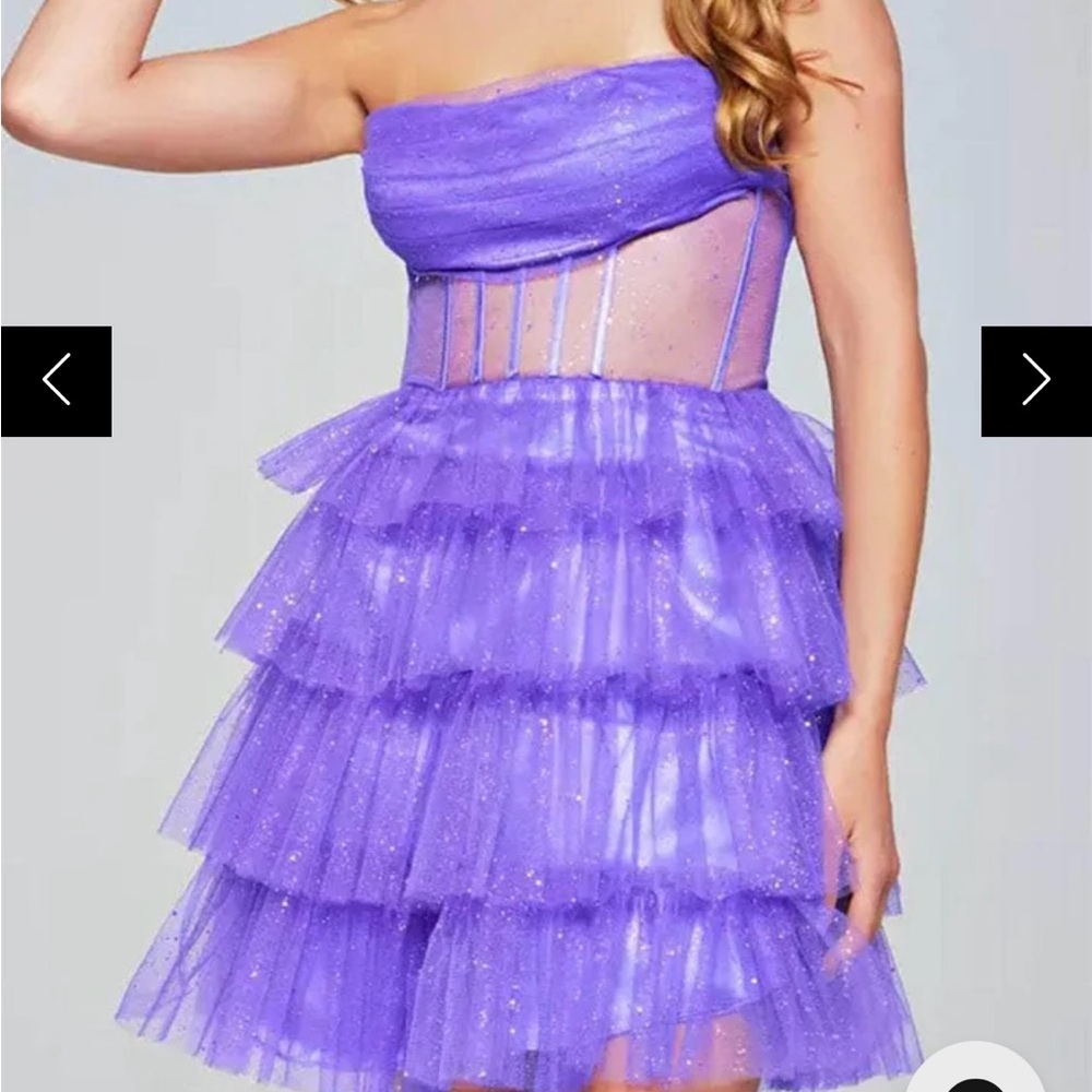 Purple Strapless Tulle Dress - Picture 1 of 4